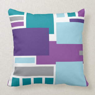 I AM MODERN Purple Teal Blue Retro Throw Pillow