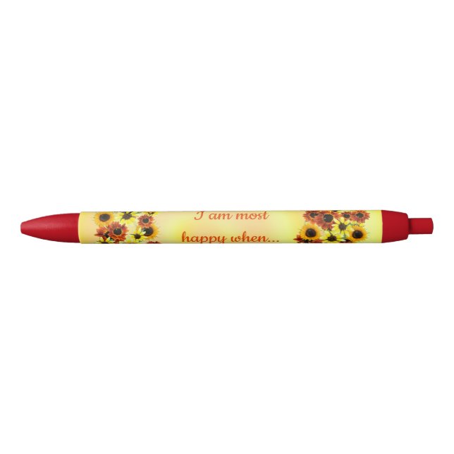 I am most happy when, sunflower wreathe pens (Front)