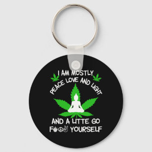 I Am Mostly Peace Love And Light Weed Leaf Cbd Gif Key Ring