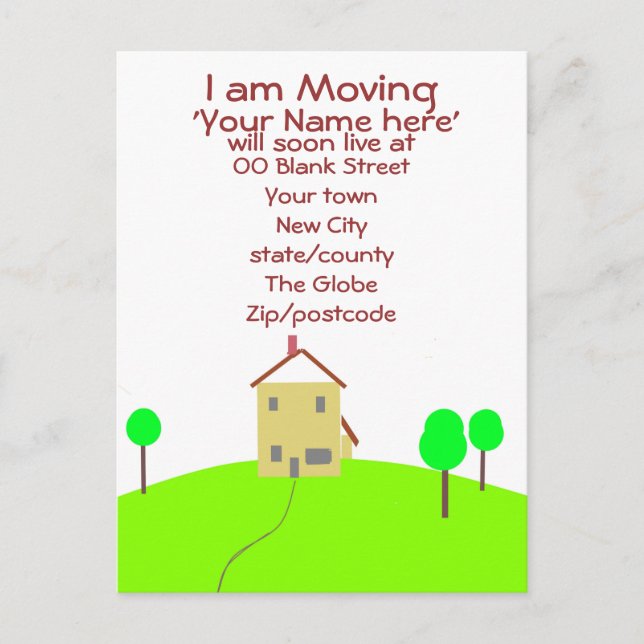 I am moving home house customise postcard (Front)