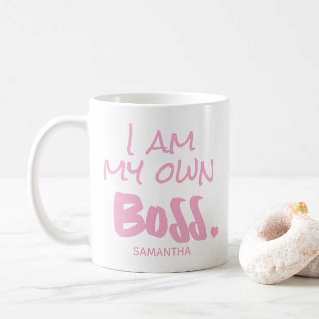 I am my own boss Pink Business owner Entrepreneur Coffee Mug (With Donut)