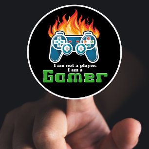 I am not a player black cool modern joystick classic round sticker