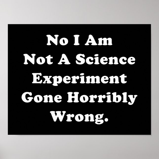 I Am Not A Science Experiment Gone Horribly Wrong Poster (Front)