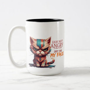 I Am Not Angry, It's Just My Face" Cute Cartoon De Two-Tone Coffee Mug