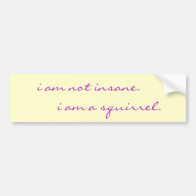 i am not insane, i am a squirrel bumper sticker (Front)