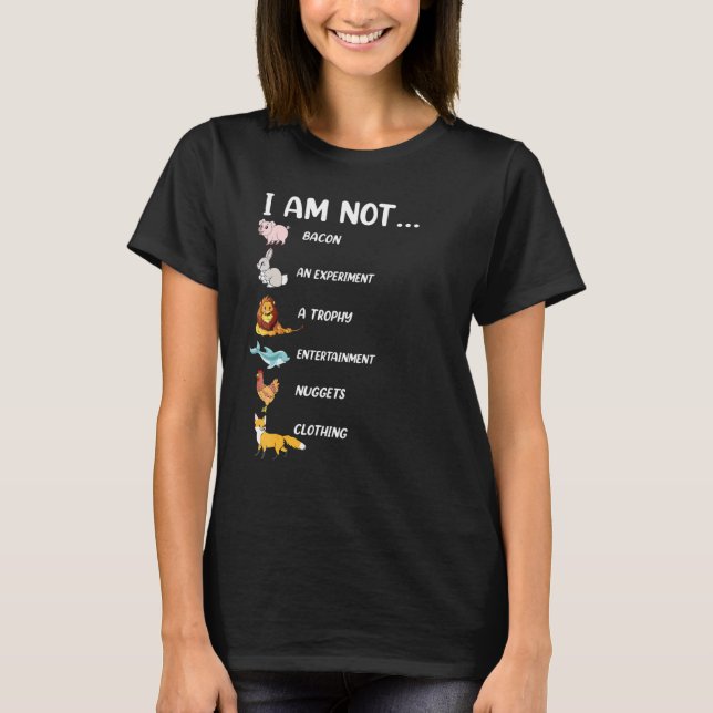 I Am Not Pork Rabbit Lion Dolphin Chicken Fox   Ve T-Shirt (Front)