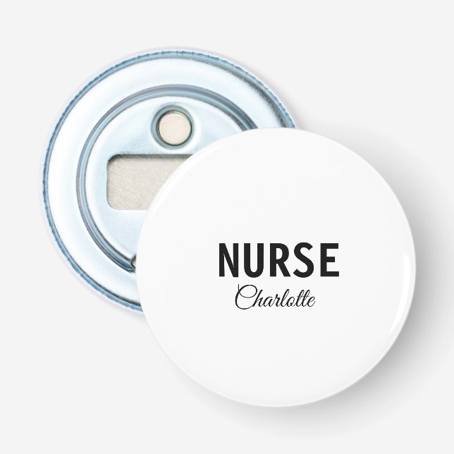 I am nurse medical expert add your name text simpl bottle opener (Front)