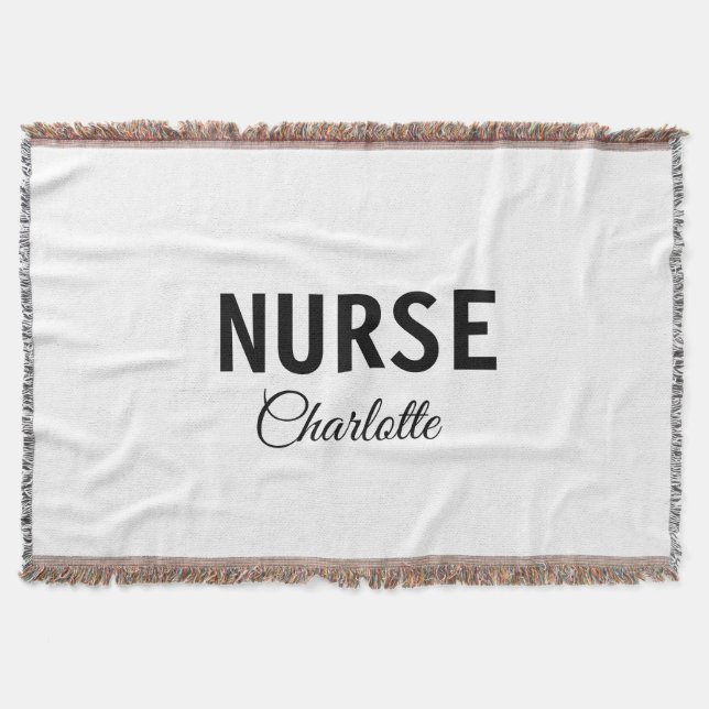 I am nurse medical expert add your name text simpl throw blanket (Front)