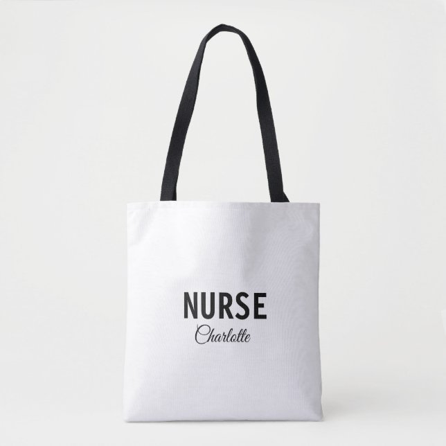 I am nurse medical expert add your name text simpl tote bag (Front)