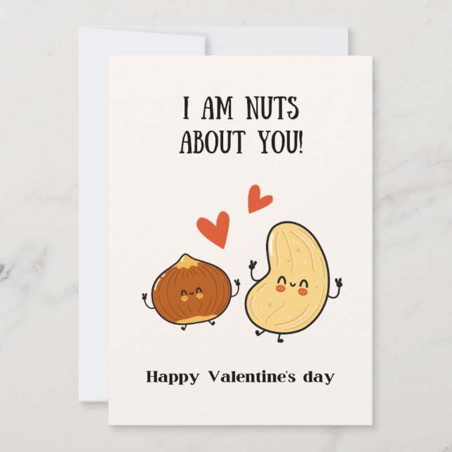I am nuts about you, happy valentines day thank you card (Front)