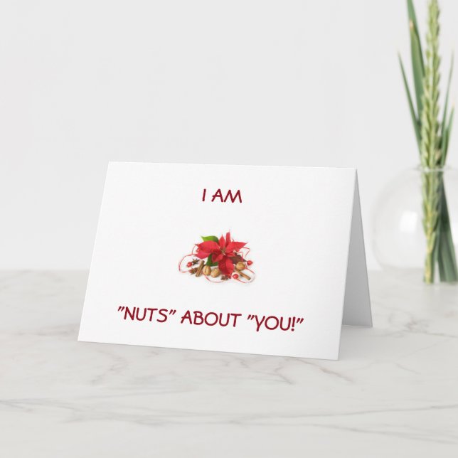 "I AM NUTS ABOUT YOU" MERRY CHRISTMAS HOLIDAY CARD (Front)