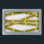 I am offended police tape do not cross belt buckle<br><div class="desc">Yellow police tape with lettering I am offended</div>