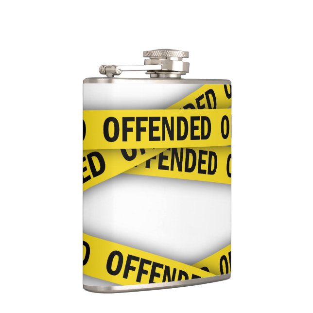 I am offended police tape do not cross hip flask (Right)