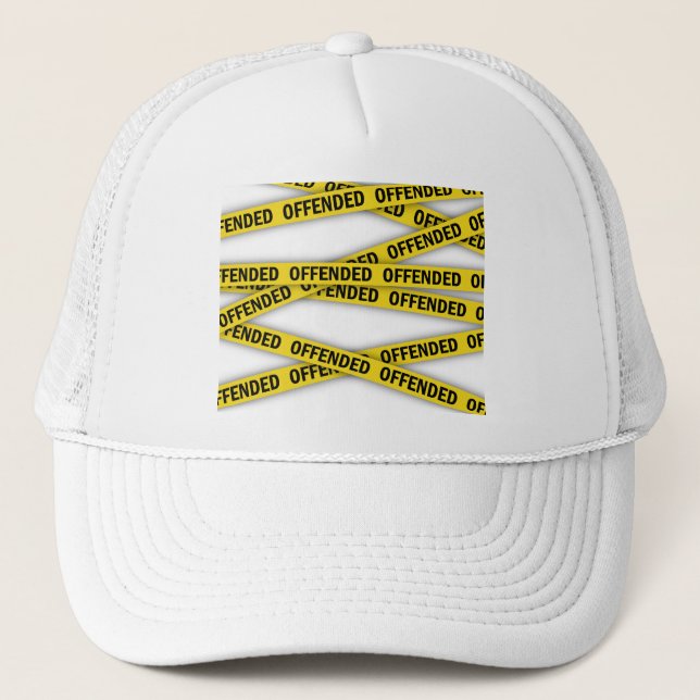 I am offended police tape do not cross trucker hat (Front)
