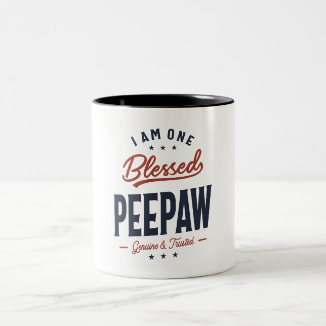 I Am One Blessed Peepaw Design Two-Tone Coffee Mug (Center)