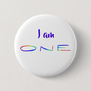 I am one Inspirational Rainbow Word Button Pins