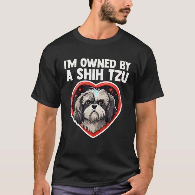 I am Owned By A Shih Tzu Lover Heart For Valentine T-Shirt (Front)