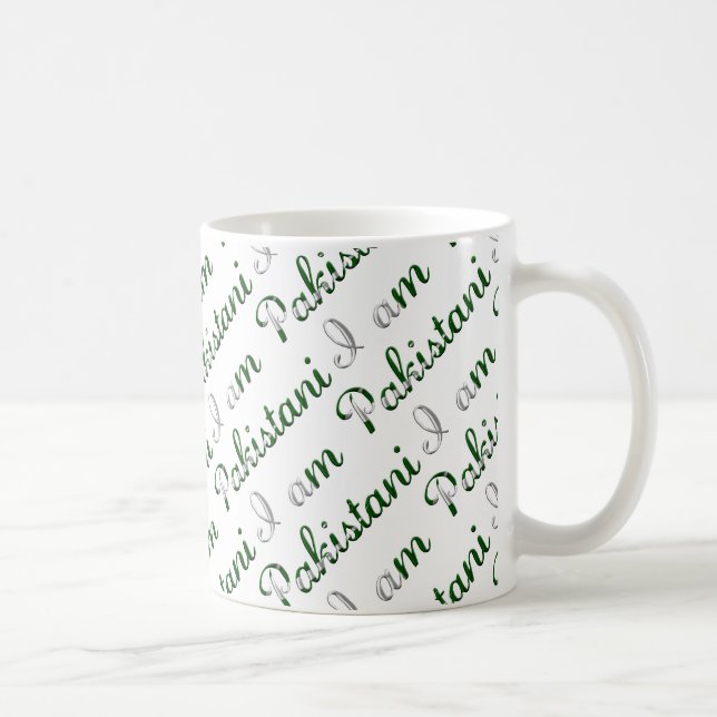 I am Pakistani Country Pride Typography Pattern Coffee Mug (Right)