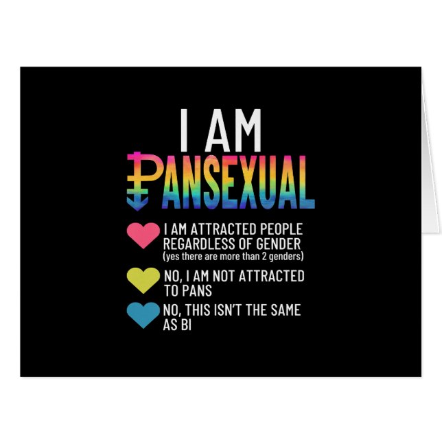I Am Pansexual - LGBTQIA Pride Rainbow Hearts - De (Front Horizontal)