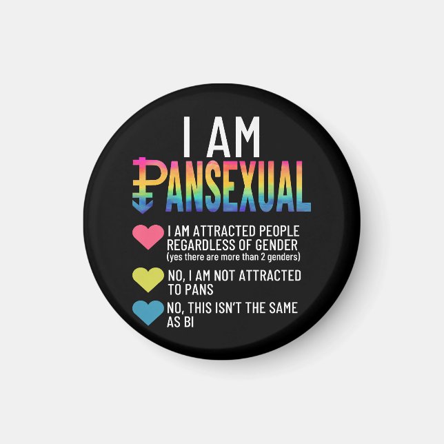 I Am Pansexual - LGBTQIA Pride Rainbow Hearts - De Magnet (Front)