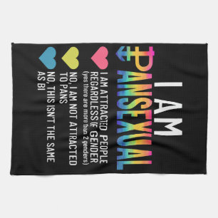 I Am Pansexual - LGBTQIA Pride Rainbow Hearts - De Tea Towel
