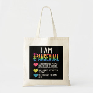 I Am Pansexual - LGBTQIA Pride Rainbow Hearts - De Tote Bag