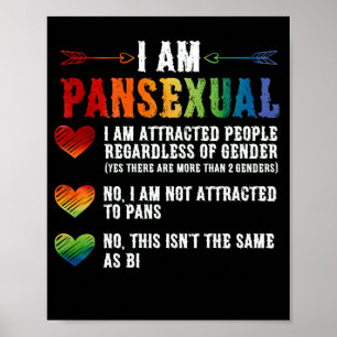 I Am Pansexual LGBTQIA Pride Rainbow Hearts Poster