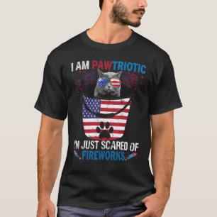I Am Pawtriotic Cat Fireworks July 4th America Fl T-Shirt