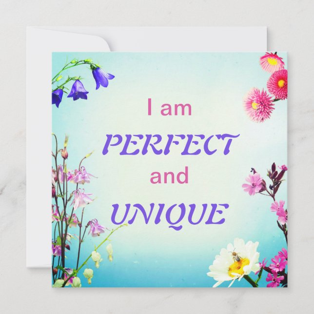 I am perfect and unique affirmation  card custom  (Front)