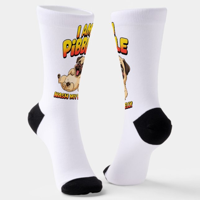 I Am Pibble Wash My Belly Socks (Angled)