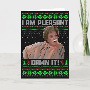 I Am Pleasant Funny Christmas Quote Vintage Knit Card