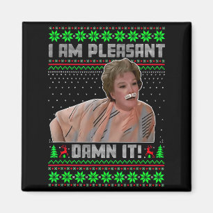 I Am Pleasant Funny Christmas Quote Vintage Knit Magnet