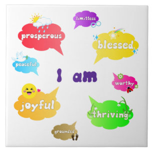 I Am Positive Affirmations Words Self Love Ceramic Tile