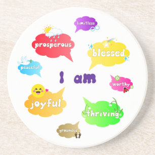 I Am Positive Affirmations Words Self Love Coaster