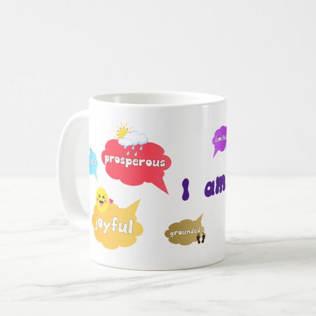 I Am Positive Affirmations Words Self Love Coffee Mug (Front Left)