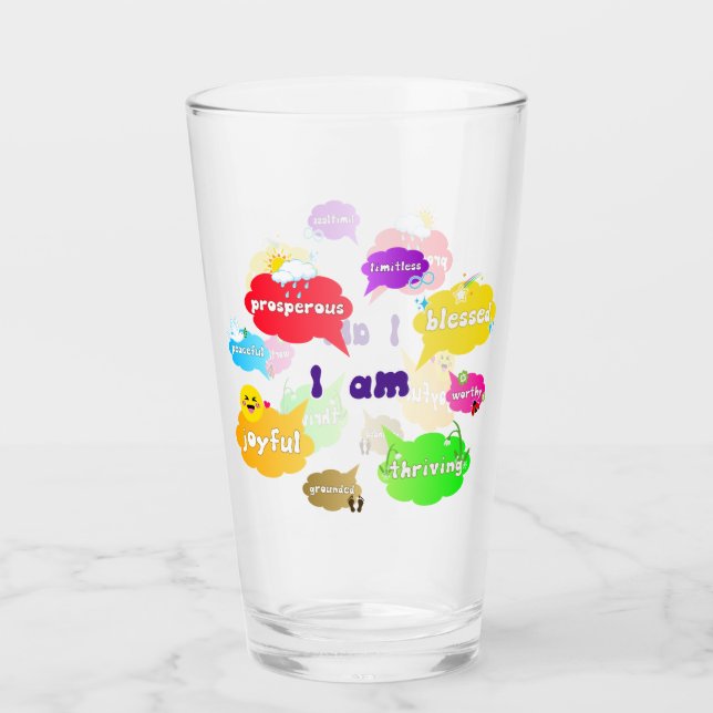 I Am Positive Affirmations Words Self Love Glass (Front)