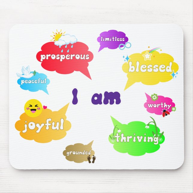 I Am Positive Affirmations Words Self Love Mouse Pad (Front)