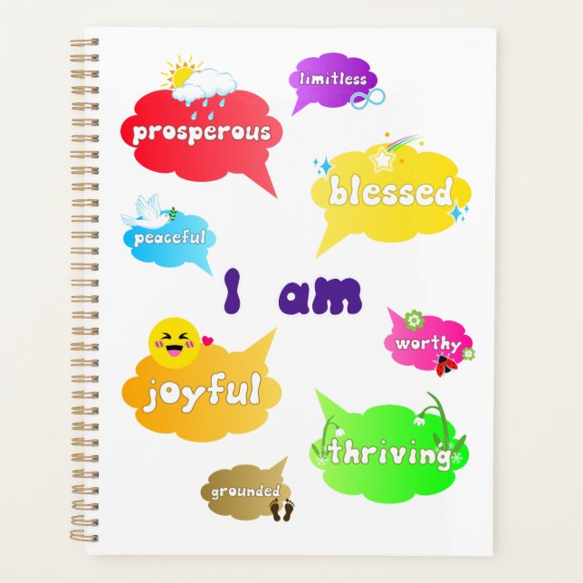 I Am Positive Affirmations Words Self Love Planner (Front)