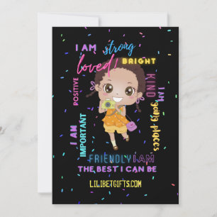 I AM - Positive Black Brown Girl Affirmations Invitation