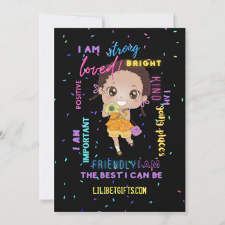 I AM - Positive Black Brown Girl Affirmations Invitation