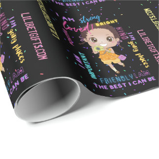 I AM - Positive Black Brown Girl Affirmations Wrapping Paper