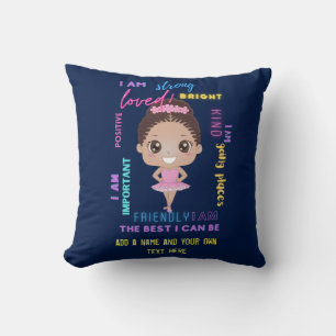I AM - Positive Girl Affirmations Ballerina Throw  Cushion