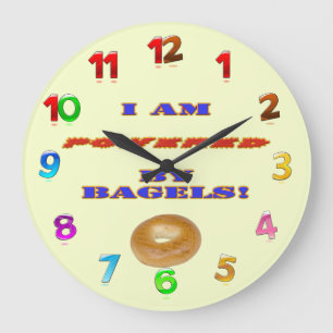 I am Powered by Bagels Large Clock