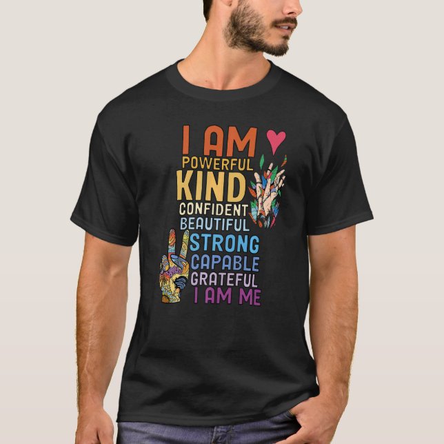 I am Powerful Kind Confident Beautiful Strong Retr T-Shirt (Front)
