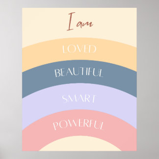 I Am Powerful Positive Self Affirmations Poster