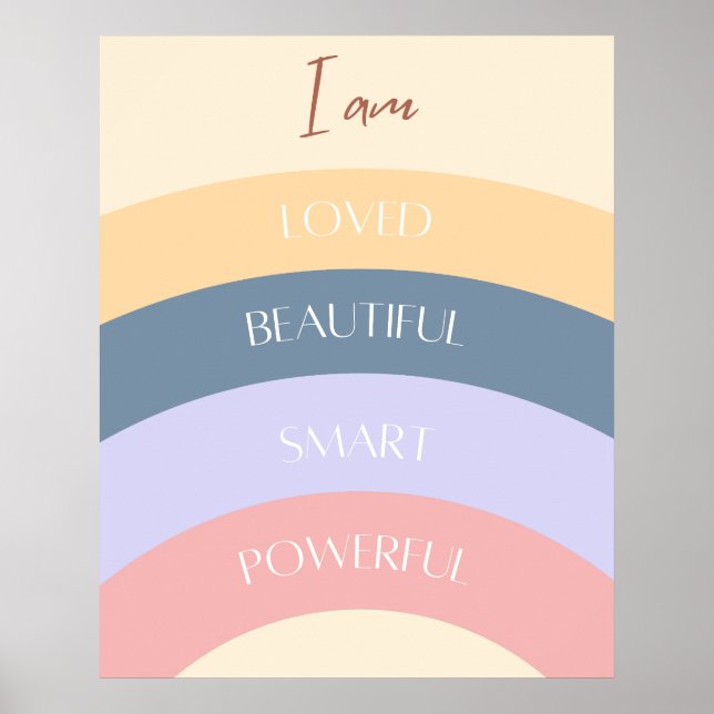 I Am Powerful Positive Self Affirmations Poster (Front)