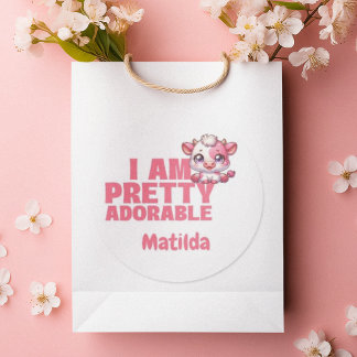 I am Pretty Adorable Pink Custom Classic Round Sti Classic Round Sticker