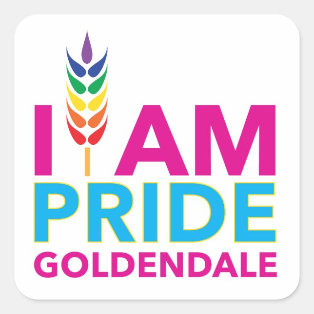 I AM PRIDE Goldendale Square Stickers (Front)