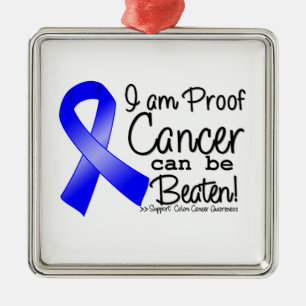 I Am Proof Colon Cancer Can Be Beaten Metal Ornament