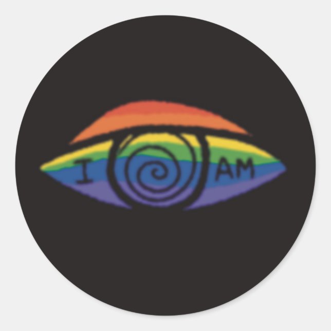 I AM Rainbow Pride Classic Round Sticker (Front)